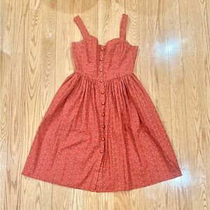 Collectif Orange Polka Dot Dress Size Medium